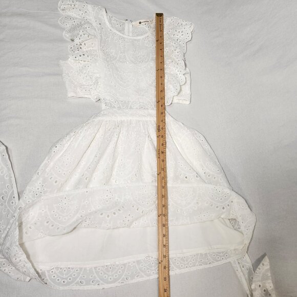 THE IMPECCABLE PIG Cut it Out Romantic White Eyelet Mini Dress Size L LIKE NEW! - Picture 11 of 16
